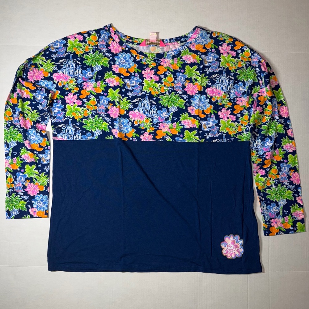 Lilly Pulitzer Disney Navy and Floral Long Sleeve Top